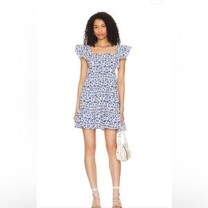 MinkPink Ithaca Blue and White Dress